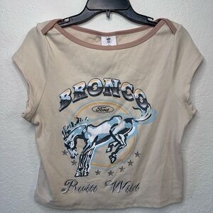 Ford Bronco Built Wild Graphic Tee, NWT, Cream/Tan, Official Licensed Product